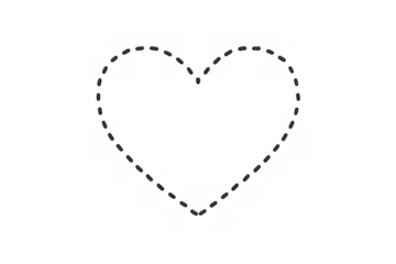 Stitched heart vector outline symbol on transparent background