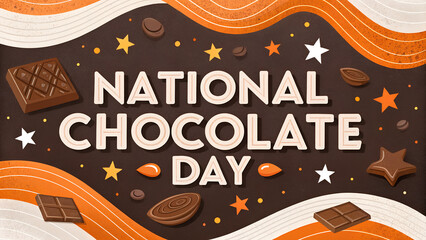 National Chocolate Day festive banner with chocolate elements  