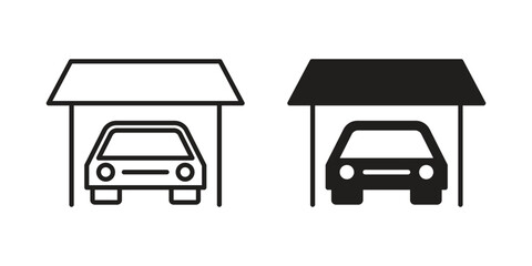Garage car icons Vector hand drawn illustration in doodle style. Simple sketch isolated.