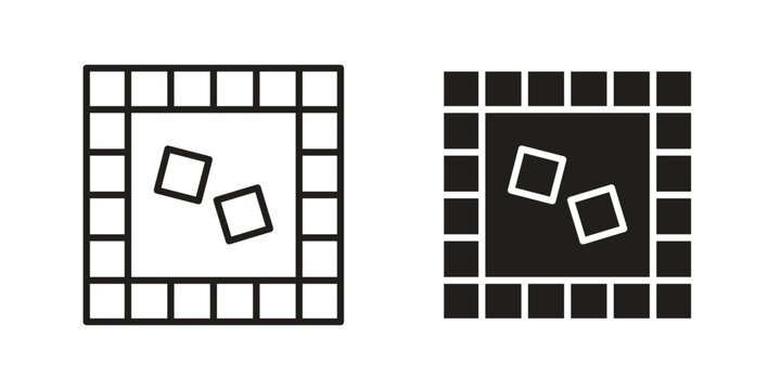 Game board icons Vector hand drawn illustration in doodle style. Simple sketch isolated.