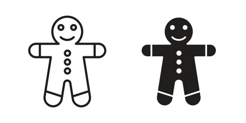 Gingerbread man icons Vector hand drawn illustration in doodle style. Simple sketch isolated.