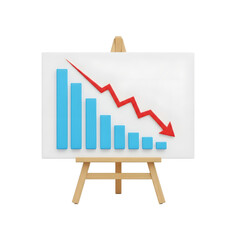 Obraz premium Bar Graph Decline Red Arrow Isolated On Transparent Background