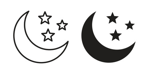 Moon icons Vector hand drawn illustration in doodle style. Simple sketch isolated.