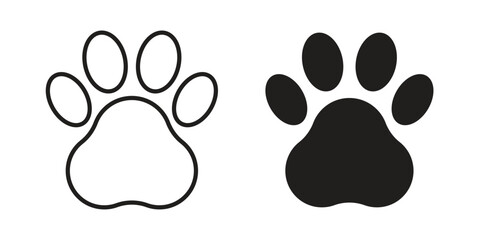 Paw icons Vector hand drawn illustration in doodle style. Simple sketch isolated.
