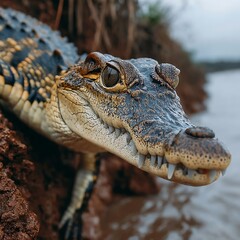 Obraz premium Crocodile emerging with dangerous sharp teeth high resolution picture