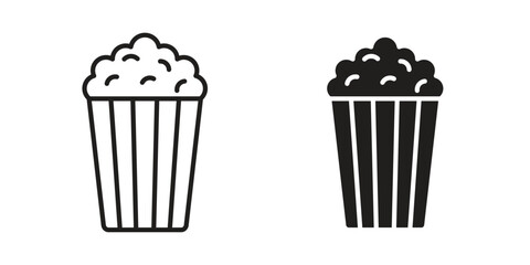 Popcorn icons Vector hand drawn illustration in doodle style. Simple sketch isolated.