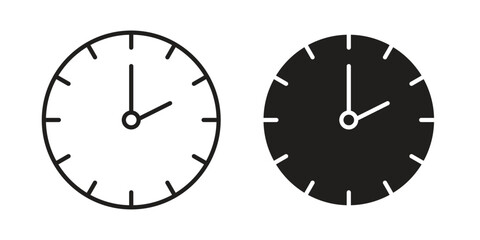 Time clock icons Vector hand drawn illustration in doodle style. Simple sketch isolated.