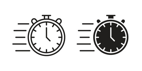 Fototapeta premium Time fast icons Vector hand drawn illustration in doodle style. Simple sketch isolated.