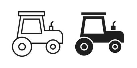 Tractor icons Vector hand drawn illustration in doodle style. Simple sketch isolated.
