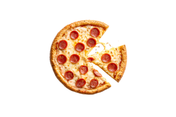 Pepperoni pizza slice with melted cheese pull