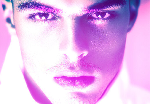 Magenta And White Cinematic Studio Light Photo Effect