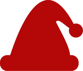 Red silhouette Santa hat. Christmas party hat icon with flat design.