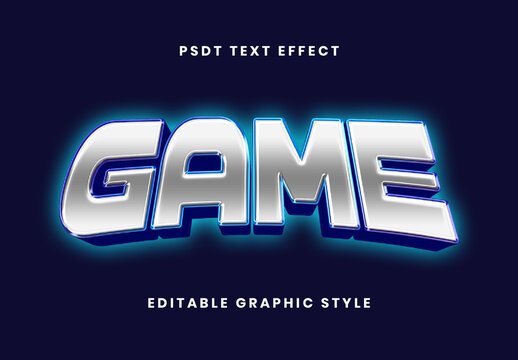 Silver And Blue Esports Neon Text Effect Chrome Outline Font