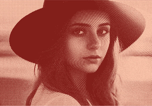 Sepia Engraving Halftone Photo Effect