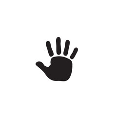 Obraz premium Handprint with fingers and thumb in black silhouette on white background for graphic design