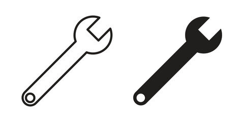 Wrench icons Vector hand drawn illustration in doodle style. Simple sketch isolated.