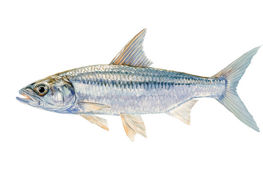 Powerful Tarpon a hand drawn watercolor game fish art