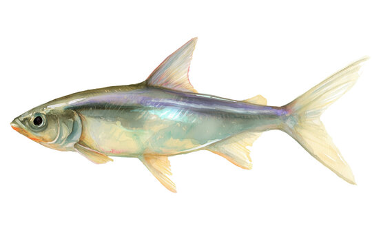 Wels Catfish a giant hand drawn watercolor river fish