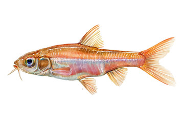 Fototapeta premium Golden Panda Barb a hand drawn watercolor freshwater fish