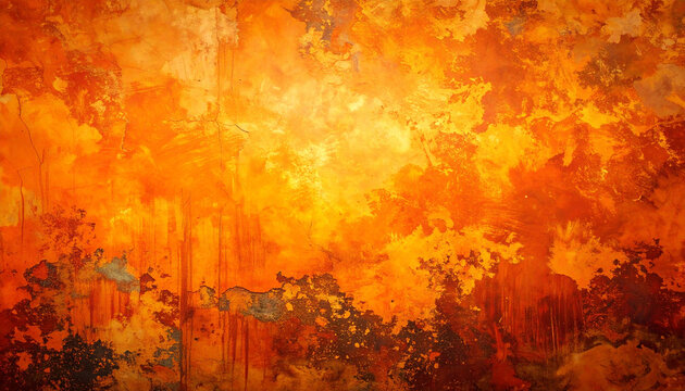 Grungy orange texture background, abstract wall or canvas surface with empty space for text.