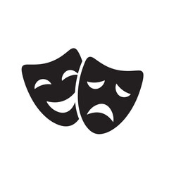 Comedy and tragedy drama theater masks silhouette vector illustration isolated on white background for performance arts entertainment and culture concepts