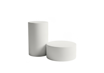 Two white cylinders isolated on transparent background