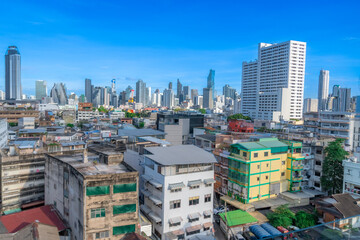 View of the city of Bangkok, Thailand, with its architecture that is both modern and more...