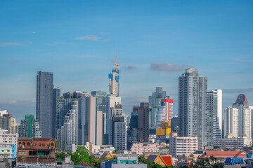 View of the city of Bangkok, Thailand, with its architecture that is both modern and more...