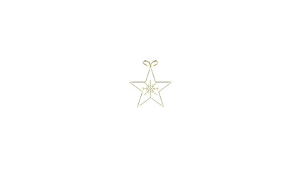 Golden Star with Snowflake. Christmas ornament in shape of a star with a snowflake in the middle, with golden shine, PNG format with alpha channel.
