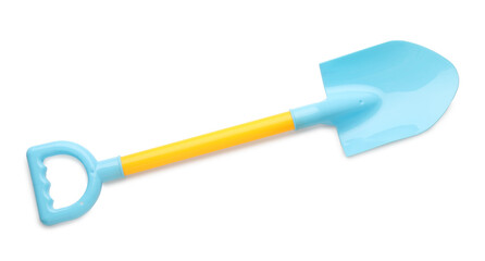 Plastic shovel isolated on white, top view. Children's beach toy