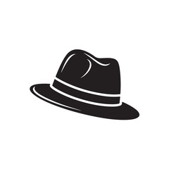 Fototapeta premium Black fedora hat icon for fashion and accessories, minimalist vector