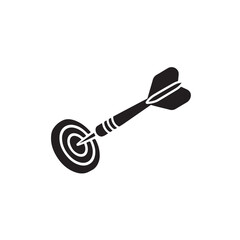 Dart hitting target symbol for business success and goal achievement, flat vector icon
