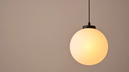 Minimalist Round Pendant Light Glowing Orb Illuminates Neutral Space, Lighting, Design
