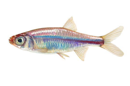 Indian Glassy Fish hand drawn watercolor transparent fish art