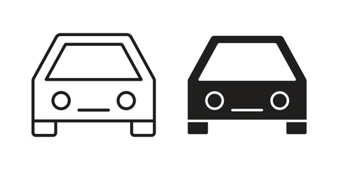 Auto insurance icons silhouette vector flat illustration design. Stroke line icons