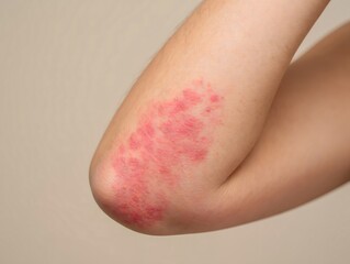 Elbow Skin Rash - Close-up of Eczema or Dermatitis on Human Elbow