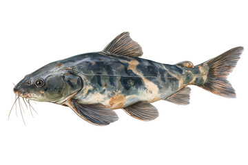 Fototapeta premium Marbled Pimelodid Catfish hand drawn watercolor art