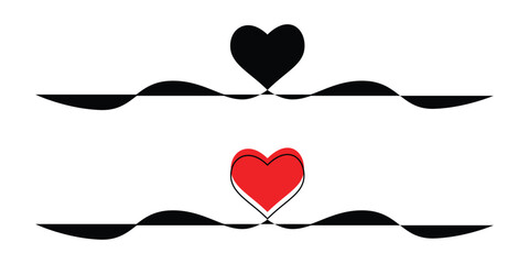 Stylized Hearts with Wavy Lines love symbol On Transparent Background
