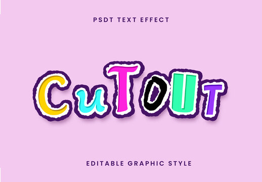Colorful Cutout Paper Text Effect Kids Cartoon Torn Ripped Font