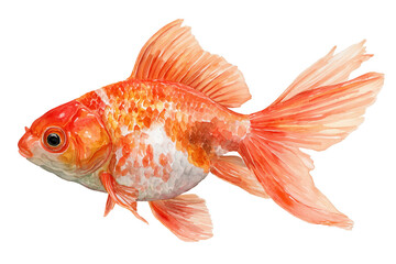Common Goldfish hand drawn watercolor pet fish