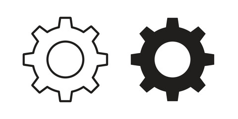 Cogwheel icons silhouette vector flat illustration design. Stroke line icons