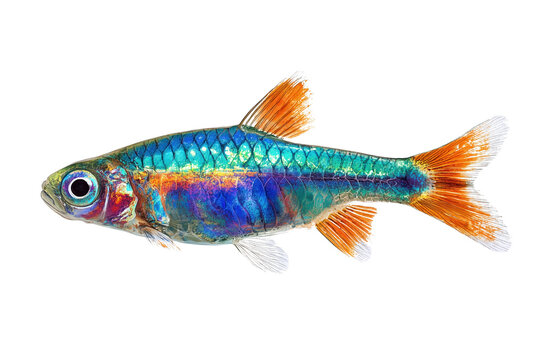 Celestial Pearl Danio Hand Drawn Watercolor Galaxy Fish