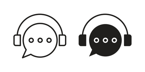 Customer service icons silhouette vector flat illustration design. Stroke line icons