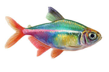 Rainbow Shiner Hand Drawn Watercolor Native Fish