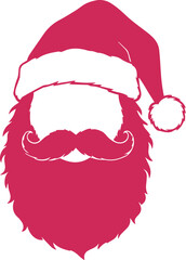 Santa Face Icon with Beard and Hat