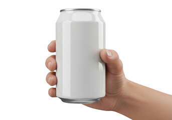 White beverage can isolated on transparent background
