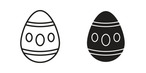 Easter egg icons silhouette vector flat illustration design. Stroke line icons