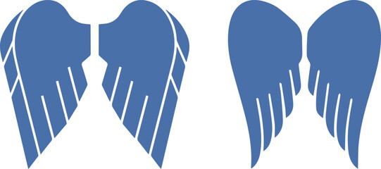 Symmetric Angel Wings Silhouette Icons