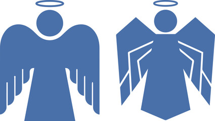 Angel Silhouettes with Wings Icons