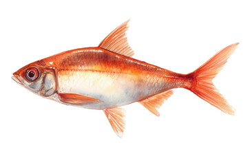 Fototapeta premium Orange shiner hand drawn watercolor painting